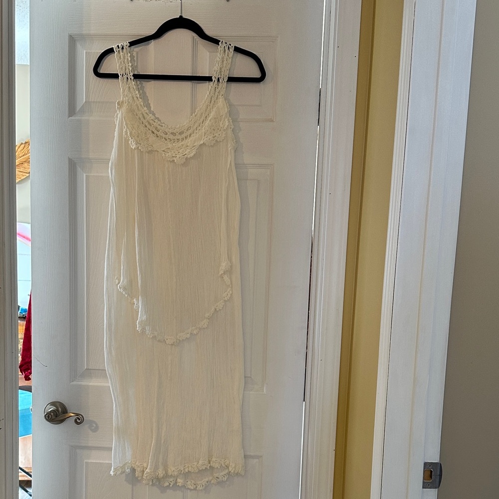 Women's Cream Lace-Trim Sleep Dress